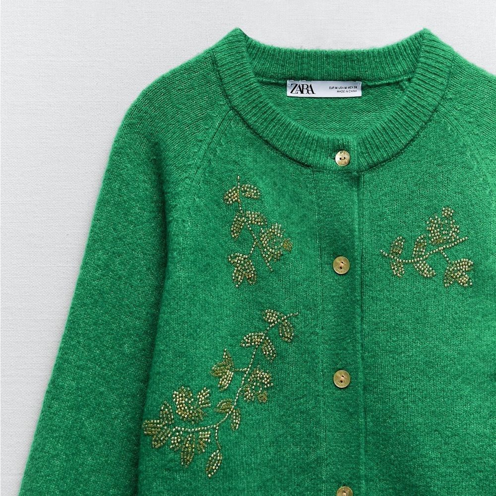 ZARA KNIT CARDIGAN WITH BEADS - Picture 10 of 11